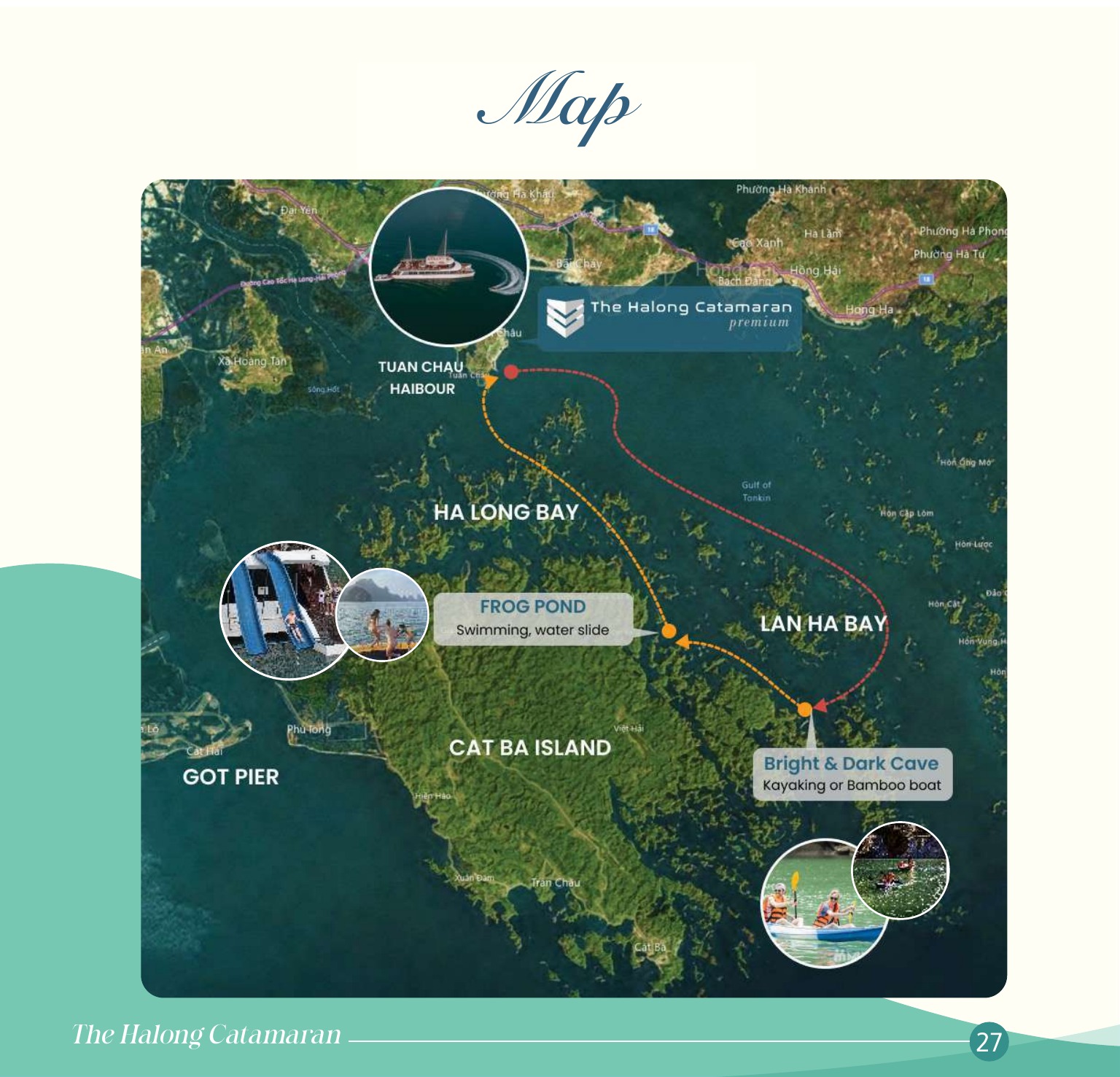 The Halong Catamaran Route Map - Halong and Lan Ha Bay