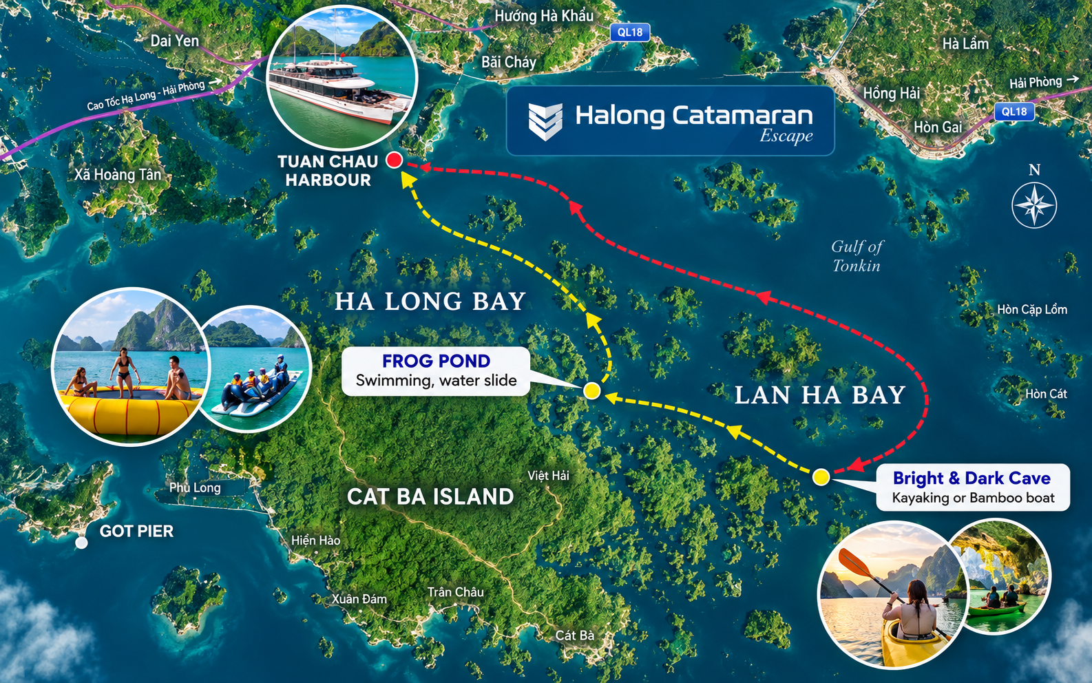 Halong Bay & Lan Ha Bay Route Map